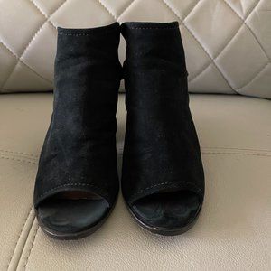 Frye Black Suede Sling Heels